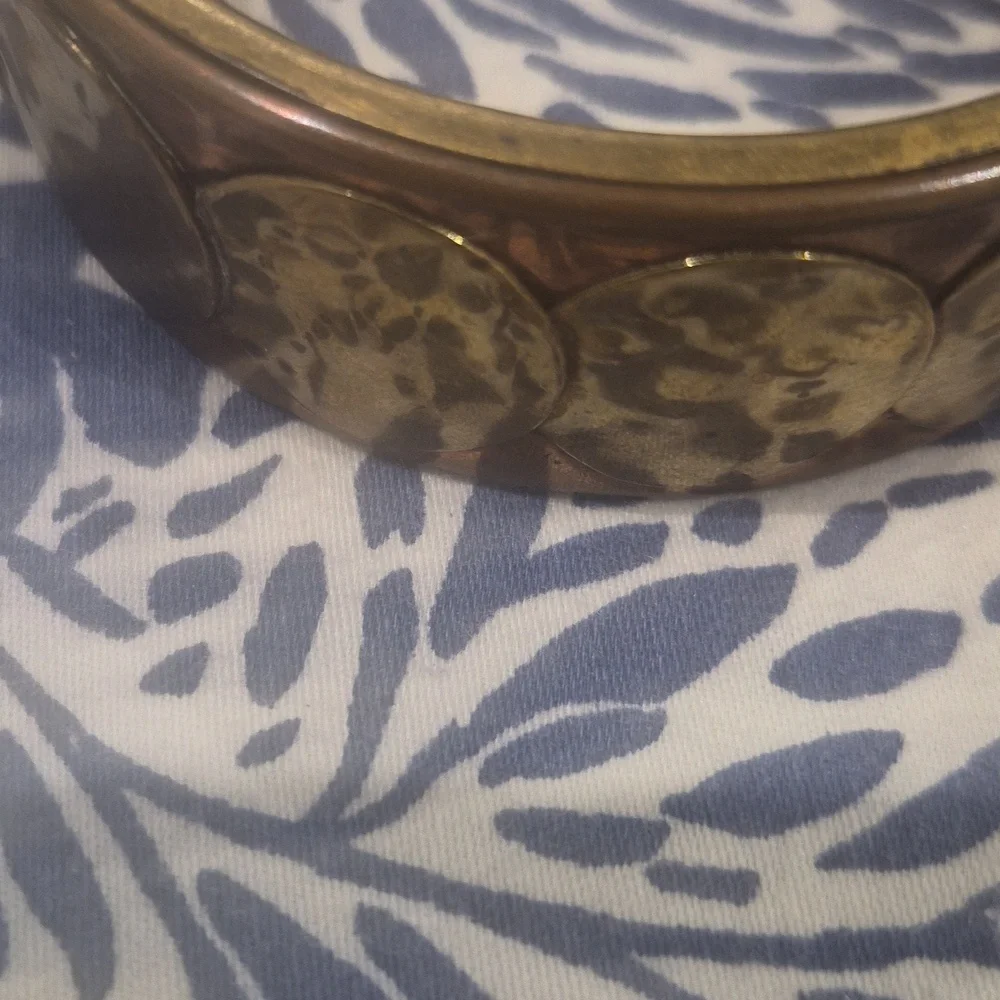 Hammered Circles Bangle Copper/Brass Vintage Bracelet - Picture 3 of 3